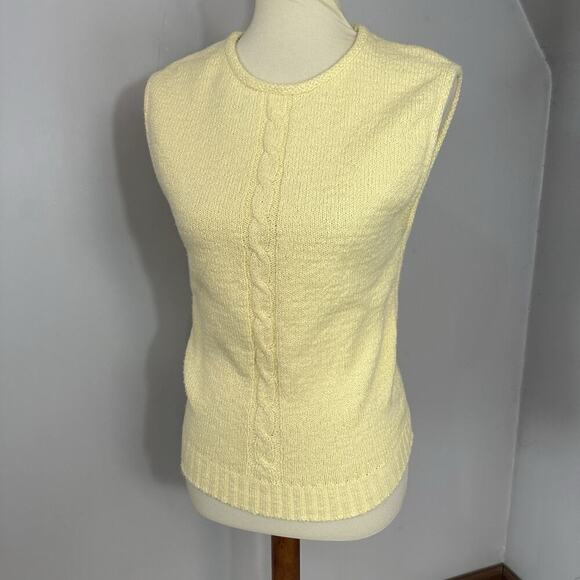 Vintage LL Bean Butter Yellow Knit Top Preppy Old Money New England Coastal Sz L - Picture 7 of 10